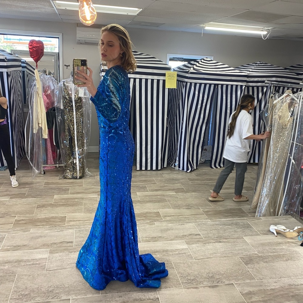 Royal and light Blue Jonathan Kayne Snakeskin sequin pattern